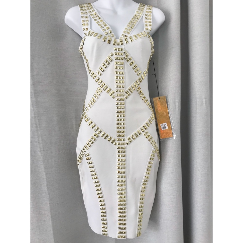 Sexy tight dress with gold studs